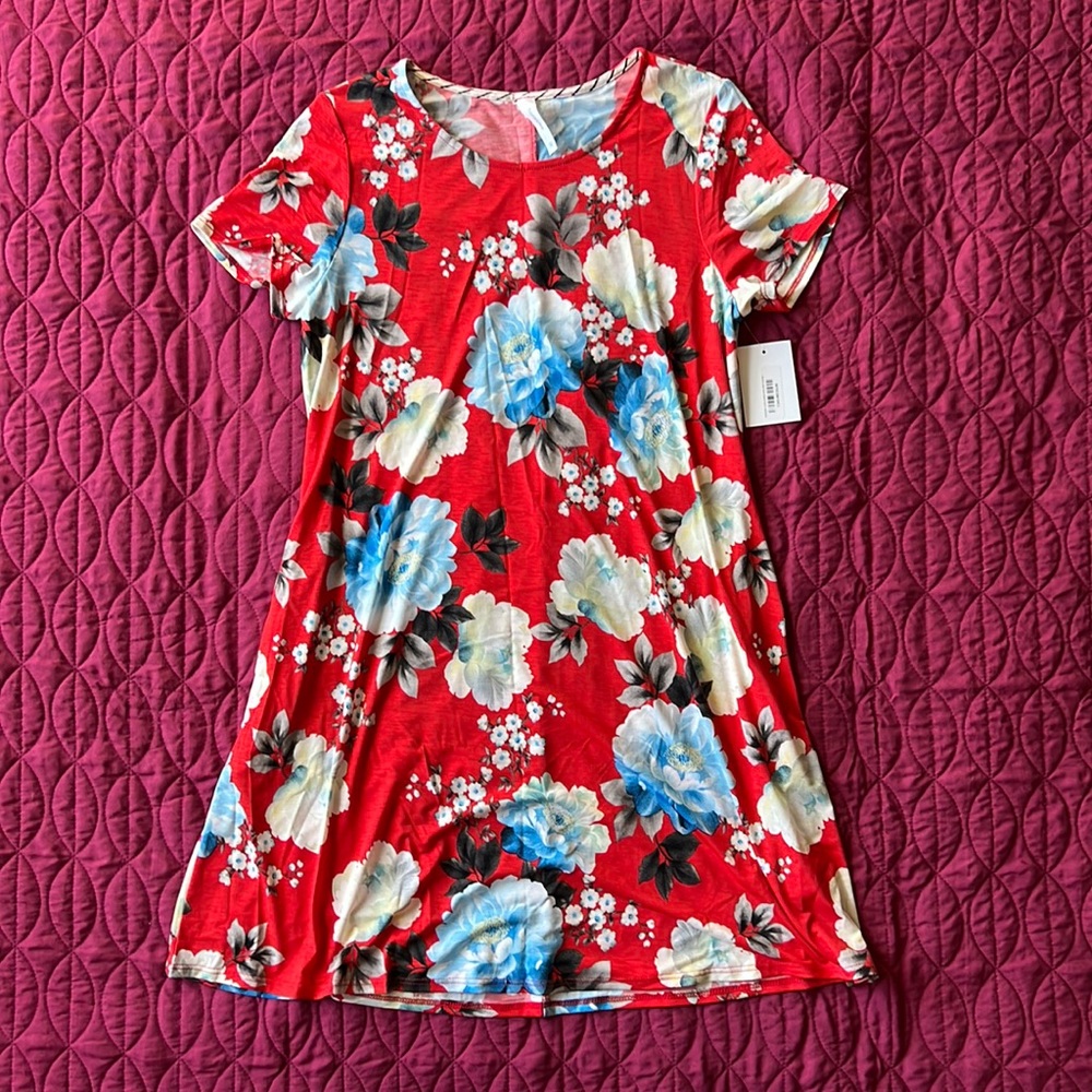 Floral Red Dress